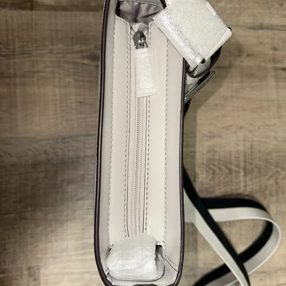 NWT Michael Kors Jet Set Medium Swing Pack Webbed Crossbody Strap color Aluminum - Picture 2 of 6